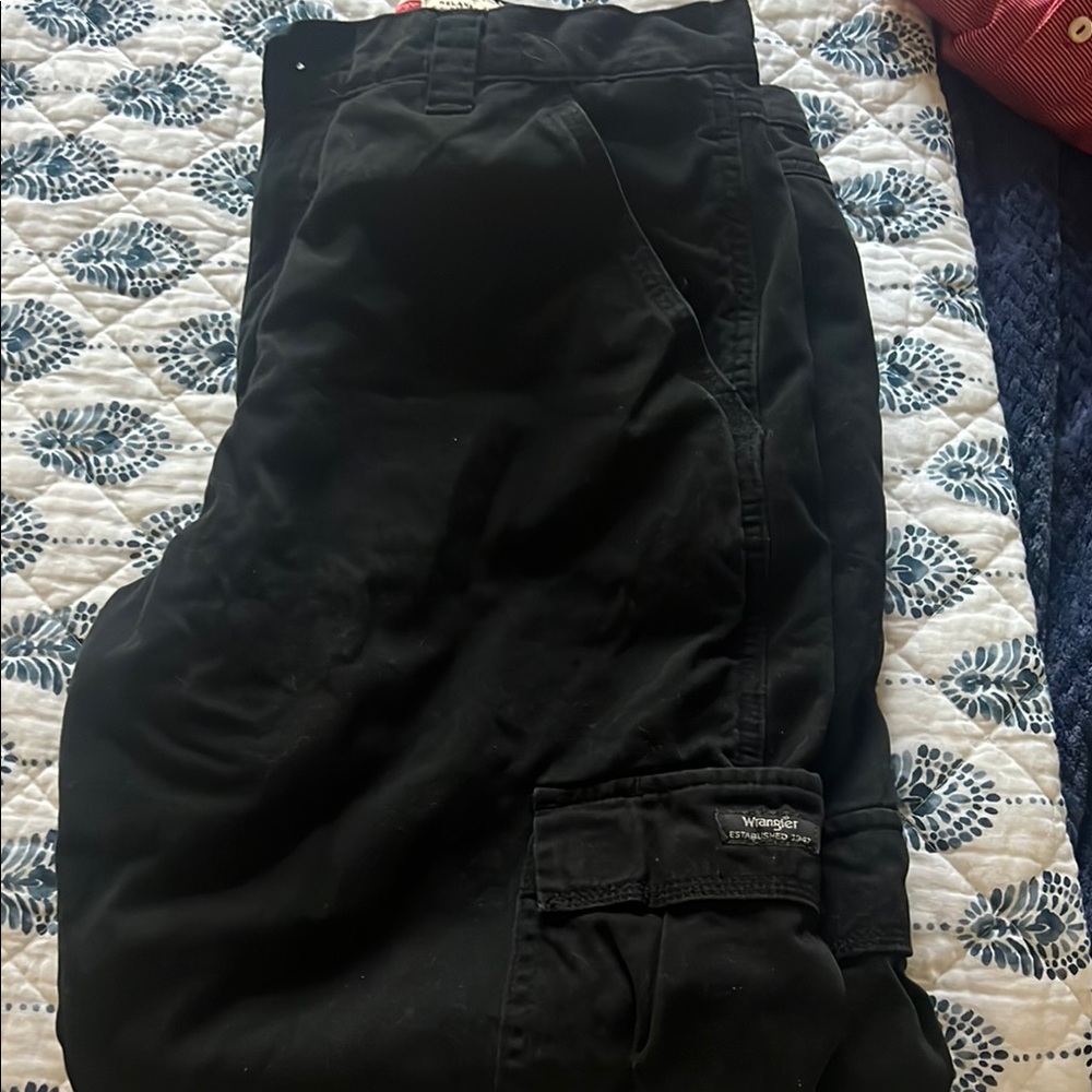 Wrangler Black Cargo Pants fleece Lined